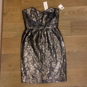 NWT French Connection Silver Black Textured Weave NYE Cocktail Occasion Dress 8